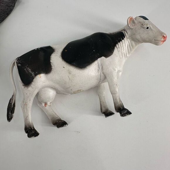 Vintage 1980s IMPERIAL Horse Dark Brown Cows Bull Figures Group of 6 Barn Animal - Picture 4 of 16